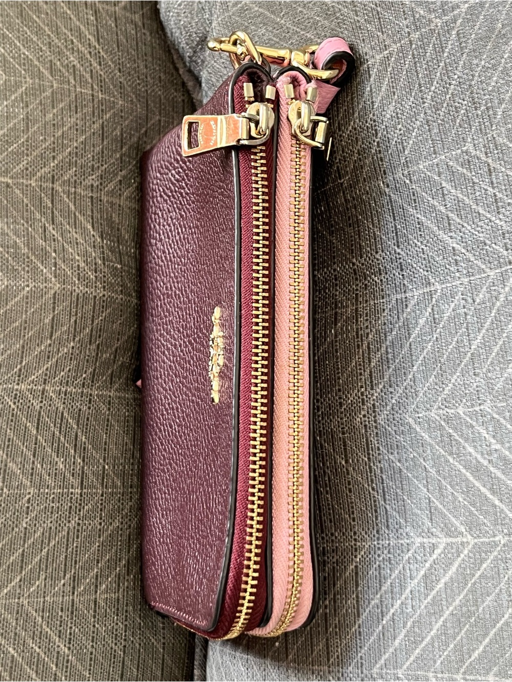 Coach Pink Bundle. Pink and Brown Leather Wristlet, Card Case & Flip Flops - Picture 6 of 16